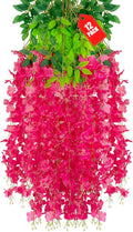 12 Pack Fuchsia Wisteria Hanging Flowers, 3.44 Ft Fake Hanging Flowers by ZEBMOON