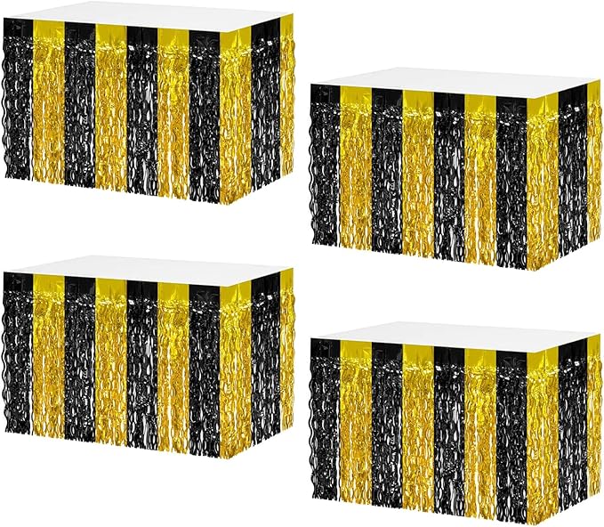4P Wavy Metallic Tinsel Foil Fringe Table Skirts by Unknown