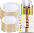 KIRE 350 PCS White and Gold Plates Disposable by KIRE