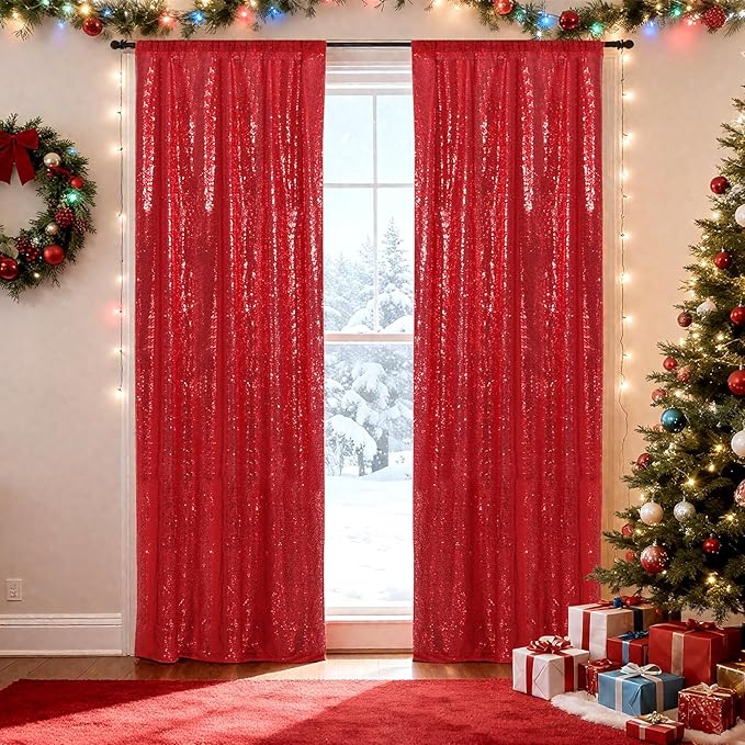 SquarePie Sequin Backdrop Curtain Non-Transparent Sparkly Background - Image 2