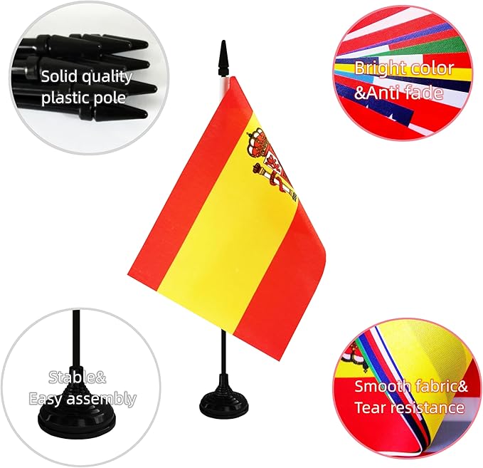 Spain Desk Flag, 12 Pack Spanish Table Office Flag - Image 3
