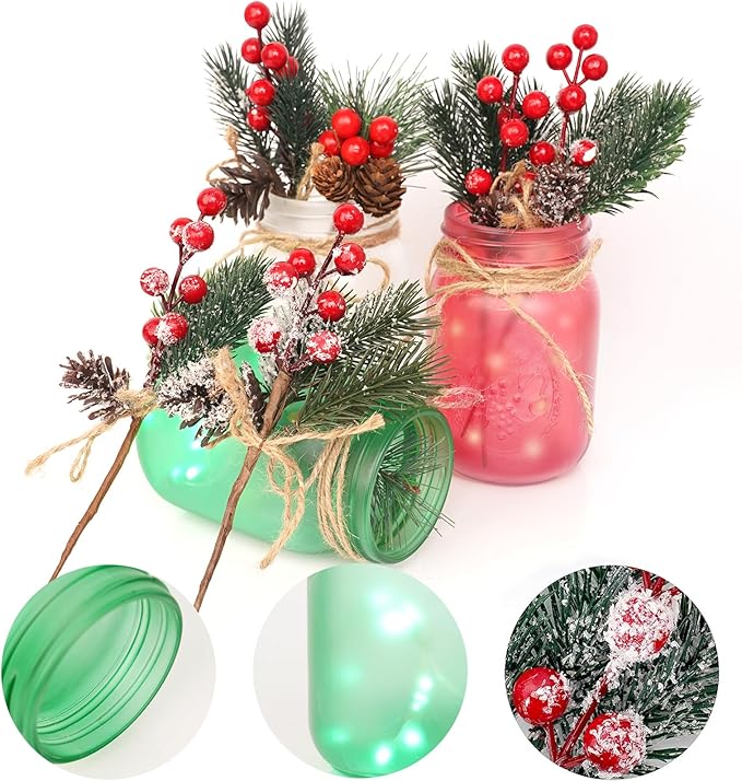 CNVOILA Christmas Centerpiece, Christmas Decor Mason Jars, Mantle Centerpiece - Image 3
