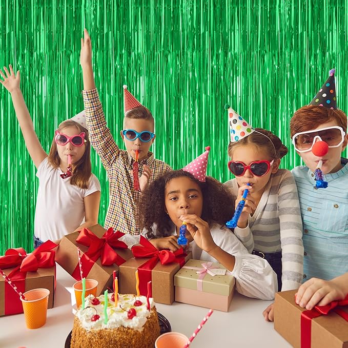 8 Pack Green Streamer, 3.28 FT x 7.05 FT Dinosaur Backdrop, Metallic Tinsel - Image 6