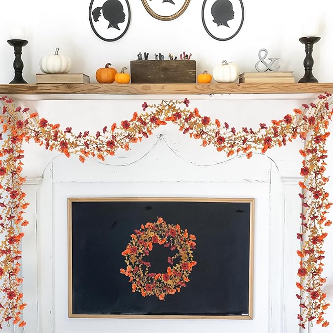 2 Pack Artificial Fall Flowers Garland, 6 FT Fall Decorations UV Resistant Fake - Image 4