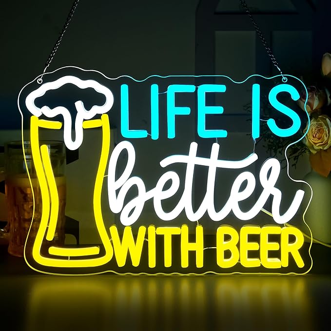 Beer Neon Sign for Wall Decor Bar LED Sign Beer Neon Light for Man Cave Bedroom by ATTNEON
