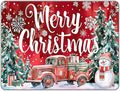 Christmas Truck Metal Tin Sign Merry Christmas Sign Funny Snowman Tin Sign by GJXFTPTTBD