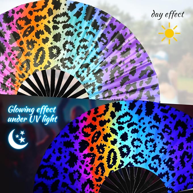SYNTECSO Folding Hand Fan for Rave, Popping Fan for Line Dancing, Drag Queen - Image 6