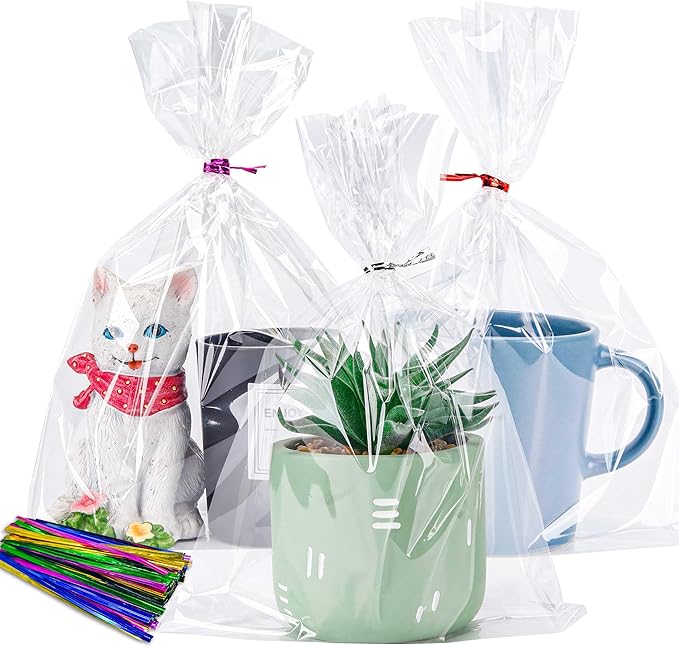 LOKIQNG Cellophane Bags Plastic Gift Bag Clear Cookie Treat Bags by LOKQING