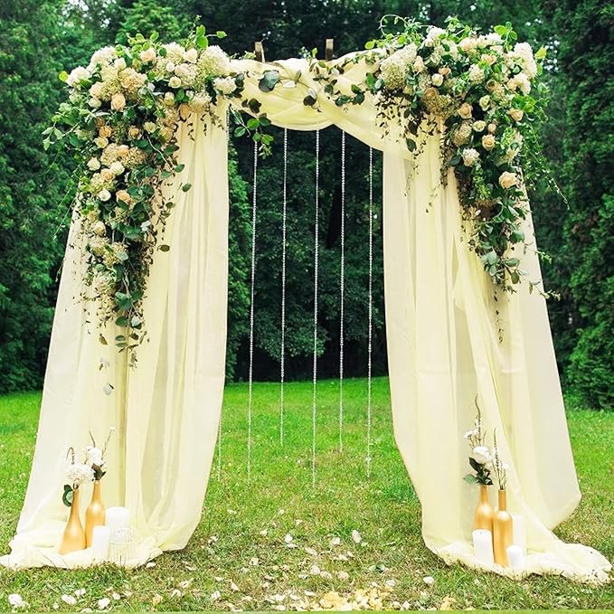 Wedding Arch Draping Fabric Beige Arch Drapes Sheer Backdrop Curtain - Image 8