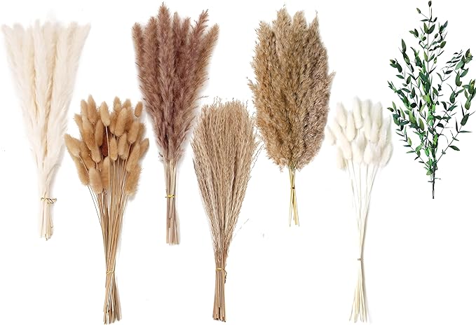 123 PCS Dried Flower Bouquet – Pampas Grass, Floral Decor by ANPROOR