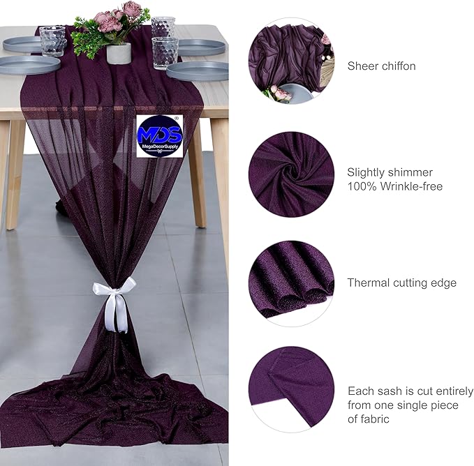 MDS 2 Pack 14ft Chiffon Table Runner 29 x 170 Inches Sheer Wedding Runner - Image 6