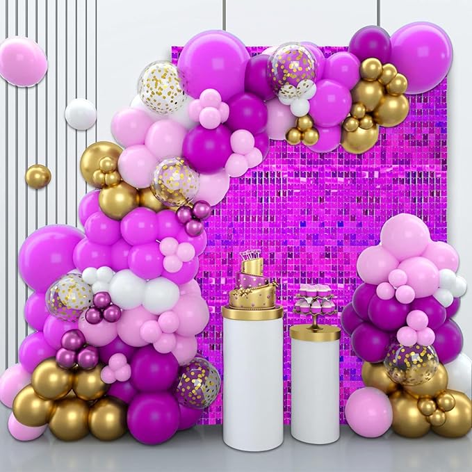 12PCS Purple Shimmer Wall Backdrop, Laser Square Sequin Photo Backdrops Panel - Image 3