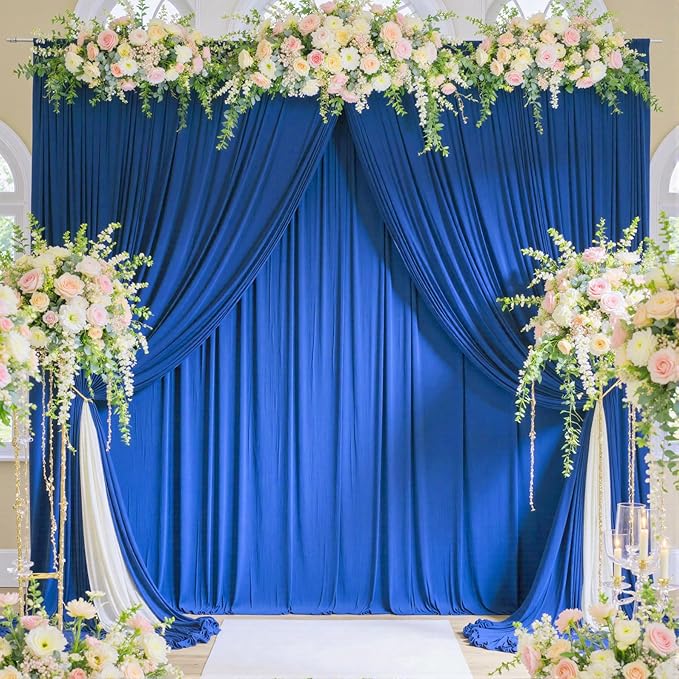 10ftx12ft Wrinkle Free Royal Blue Backdrop Curtain, 2 Panels 12FT Height Royal - Image 7