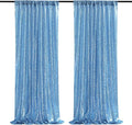 Baby Blue Sequin Backdrop 2 Panels 2FTx8FT Party Backdrop Curtains Glitter by QueenDream