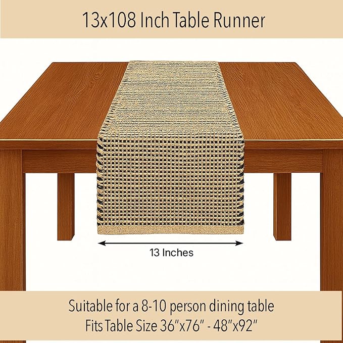 Chardin home Natural Jute Table Runner 13x108 Inch – Vintage Boho Rustic Table - Image 4