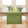 Solino Home Linen Moss Green Hemstitch Table Runner 48 Inches by SolinoHome