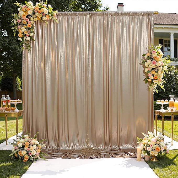 30x10 ft Wrinkle Free Champagne Sequin Backdrop Curtain - Image 7