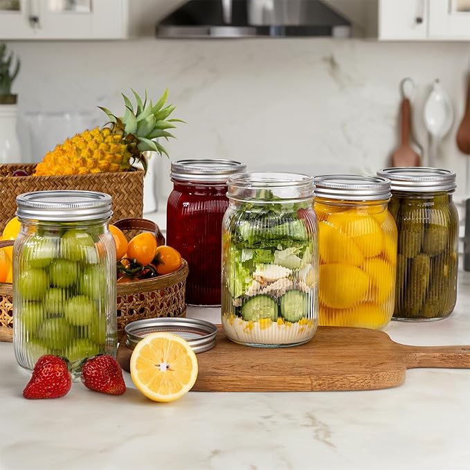 WELLIFE 6 Pcs Wide Mouth Mason Jars 32 OZ, Large Mason Jars - Image 5