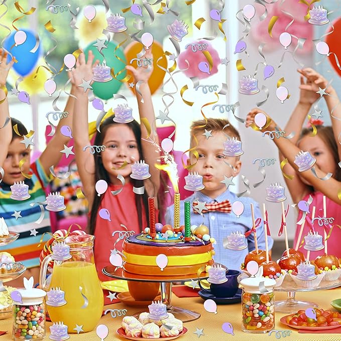 VHUWE Happy Birthday Confetti, 1.6 oz Laser Silver Cake Balloon Star Goblet - Image 4