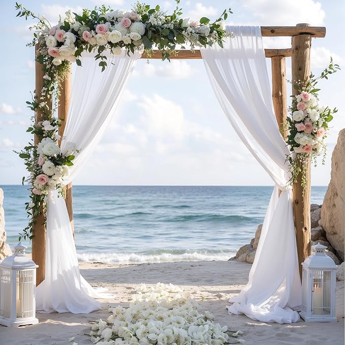 Wedding Arch Draping Fabric, 1 Panel 28" x 19Ft White Drapes Sheer Backdrop - Image 7