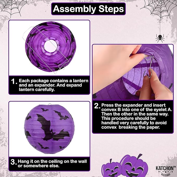 KatchOn, Halloween Hanging Paper Lanterns Set - Image 3