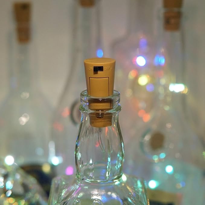 Wine Bottle Lights with Cork, 10 Pack Battery Operated LED Cork Shape Silver - Image 6