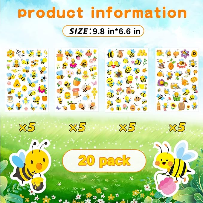 Bumble Bee Stickers Summer Spring Happy Honey Bee Decal Sticker 660 Counts - Image 4