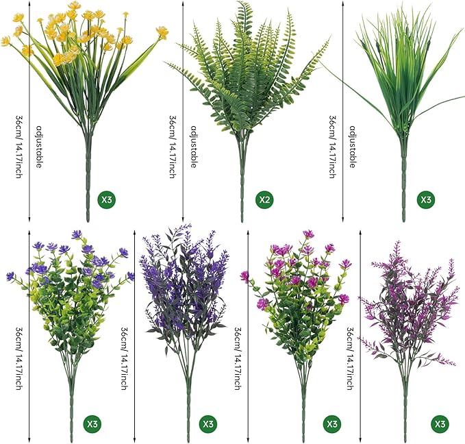 20 Bundles Artificial Flowers Outdoor No Fade UV Resistant Fake Plastic Flowers - Image 3