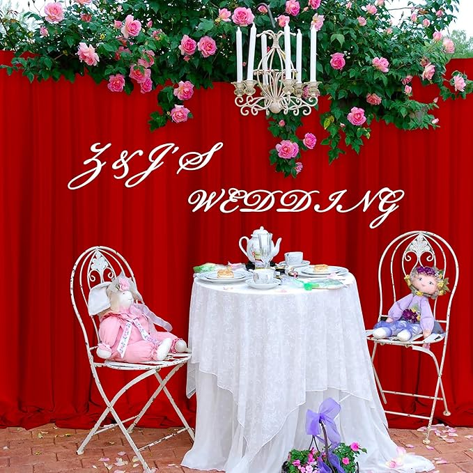 MEETSKY Red Backdrop Curtains for Party Valentine's Day Arch Stage Wedding - Image 7