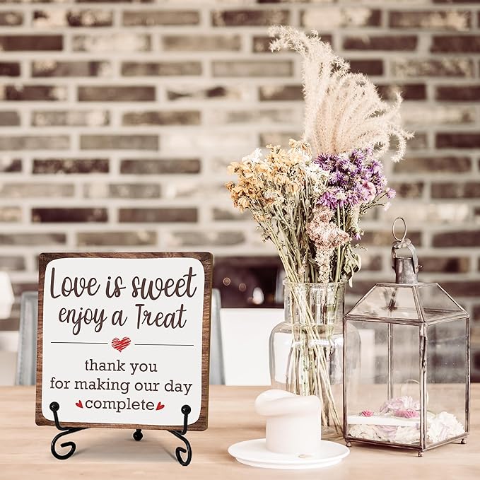 5“ Romantic Decor Plaque, Love Is Sweet Enjoy A Treat Table Sign - Image 5
