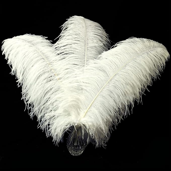 Beige Large Ostrich Feathers Bulk- 16-18 inches 10pcs by Larryhot