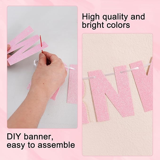 BEISHIDA 116 PCS Glitter Dark Pink DIY Letter Banner Kit Make Your Own - Image 2