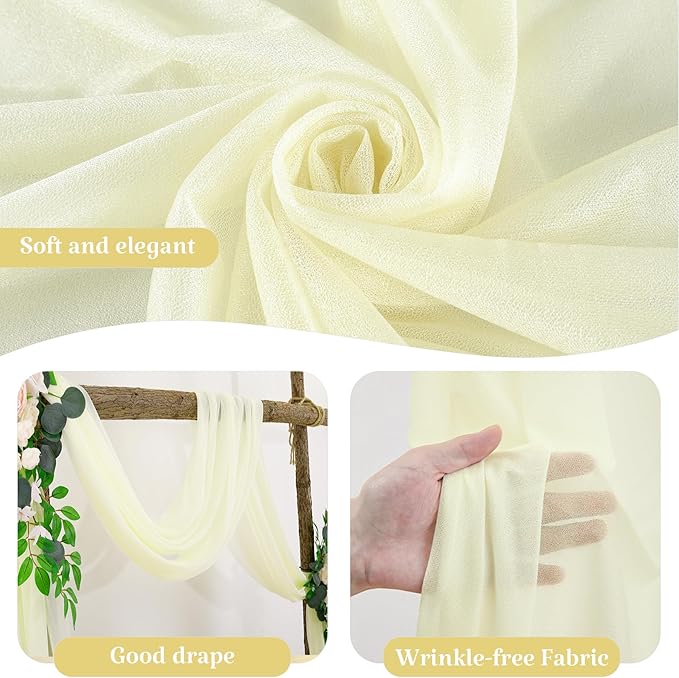 2 Panels Wedding Arch Draping Fabric Ivory Sheer Backdrop Curtain Arch Drape - Image 4