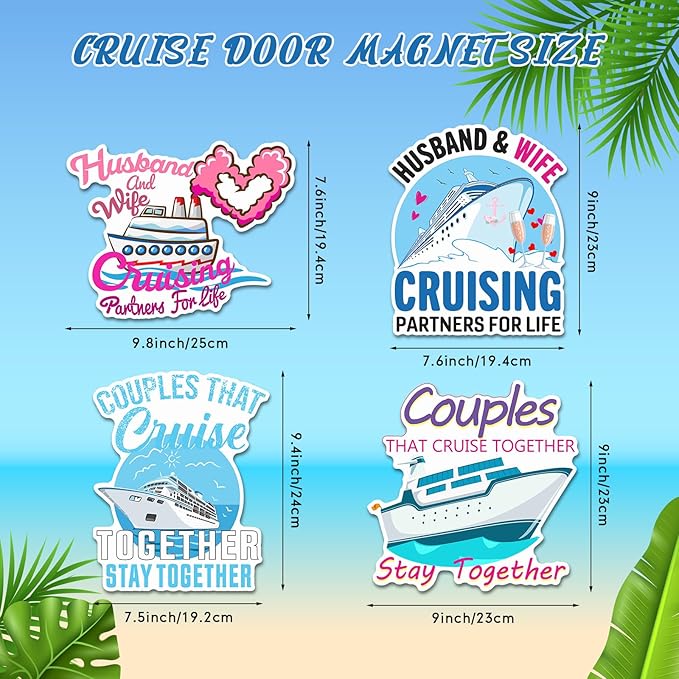 Hoteam 4 Pcs Couples Cruise Door Decorations Magnetic Husband and Wife Cruise - Image 2