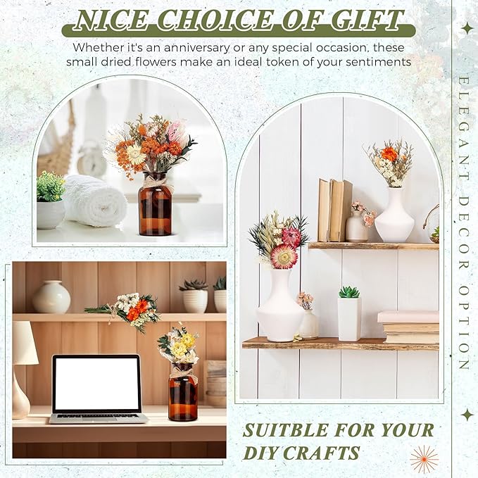 Layhit 12 Pack Boho Dried Flower Bouquet Mini Wedding Handmade Dry Flowers Decor - Image 3