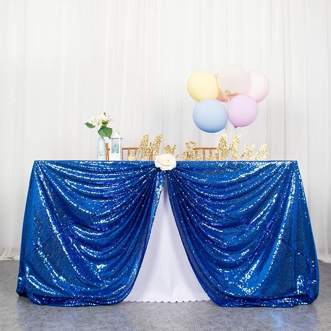 ShinyBeauty Square Tablecloth 72x72-Inch Sequin Tablecloth Overlay Royal Blue by ShinyBeauty