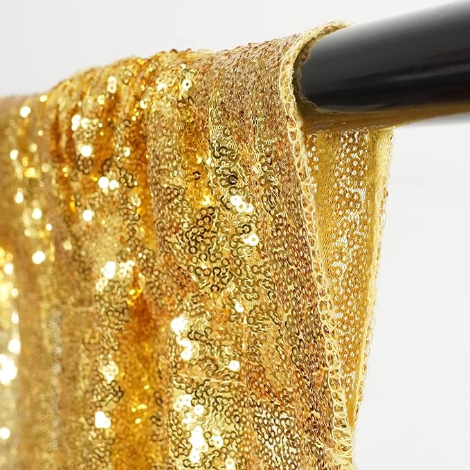 Eternal Beauty Sequin Backdrop Curtains, 2x8 Ft-2 Panels Gold Back Drop - Image 7