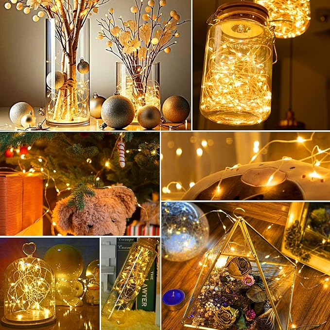 pozzolanas 8 Pack Warm White Battery Operated String Lights - 7ft Waterproof - Image 6