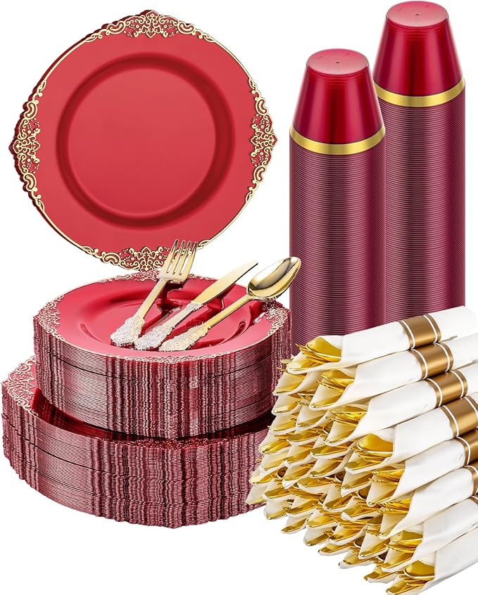 Goodluck 350 Piece Red Dinnerware Set by GoodLuck