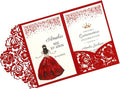 DORIS HOME 50pcs Laser Cut Quinceanera Invitations Red, 4.7x7.1 Personalized by DorisHome
