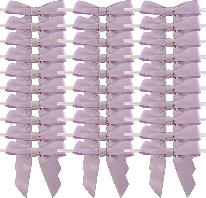50pcs 2-1/2" Lavender Satin Ribbon Bows - Image 2