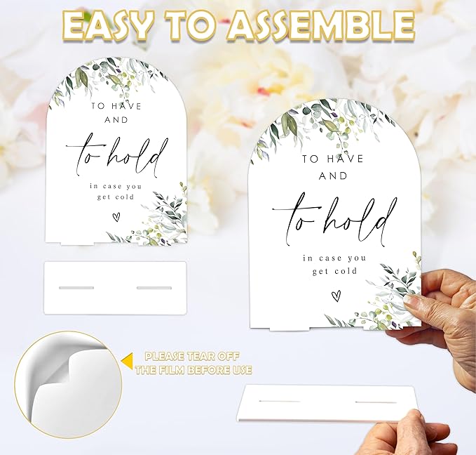 Greenery Wedding Blanket Sign, 6 x 8 Inch White Arch Acrylic Wedding Sign - Image 3