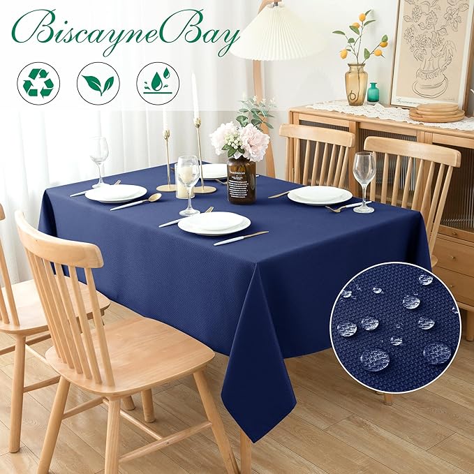 Biscaynebay Textured Fabric Tablecloths 60x108 Inches Rectangular, Wedding and - Image 2