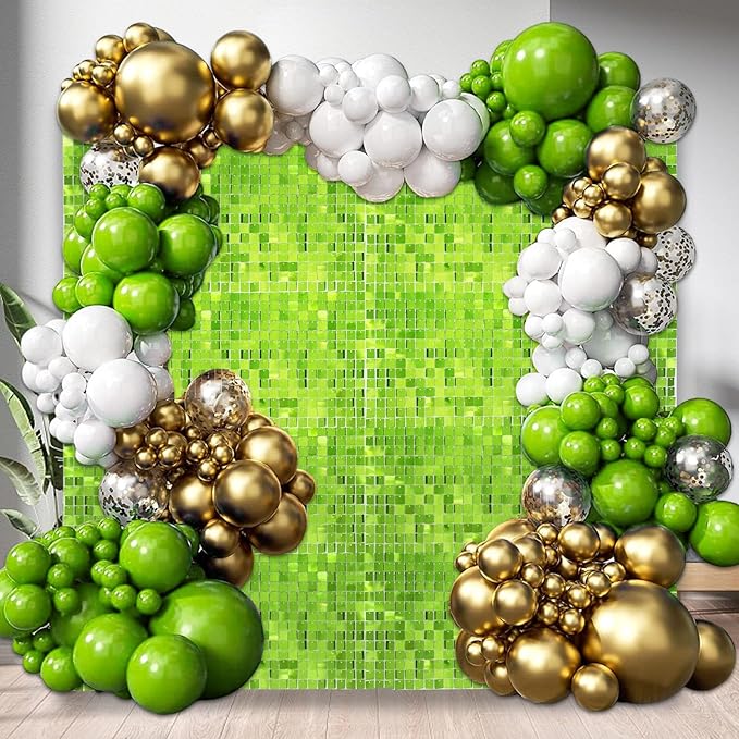 12PCS Green Shimmer Wall Backdrop, Square Sequin Photo Backdrops Panel - Image 3