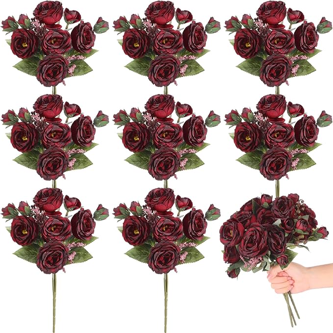 8 Bundles Artificial Peonies Flowers Boho Faux Flowers Arrangements Artificial - Image 8