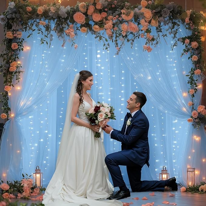 10x10ft Baby Blue Tulle Backdrop Curtains - Image 3