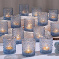 Blue Votive Candle Holder Set of 36, Flower Tea Lights Candles Holders by Lanttu