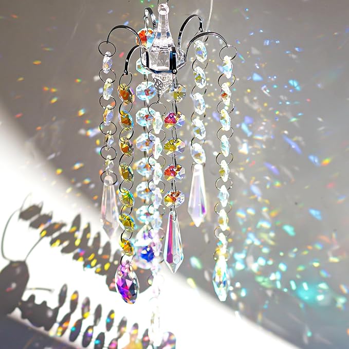 H&D HYALINE & DORA Chandelier Wind Chimes AB Coating Crystal Prisms Hanging - Image 3