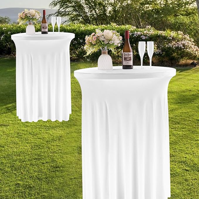 6 Pack Round Cocktail Tablecloth 32"x 43" Spandex Cocktail Table Skirt - Image 7