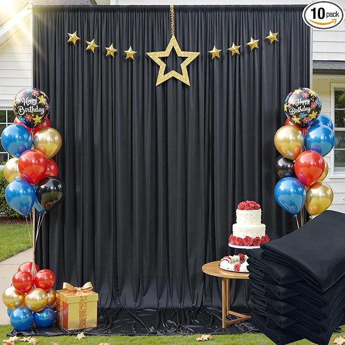 50x12ft Wrinkle Free Black Backdrop Curtain by ENJOYYOURPARTY